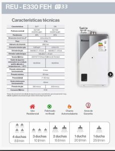AQUECEDOR A GÁS RINNAI E33 FEH GLP PRATA (4)